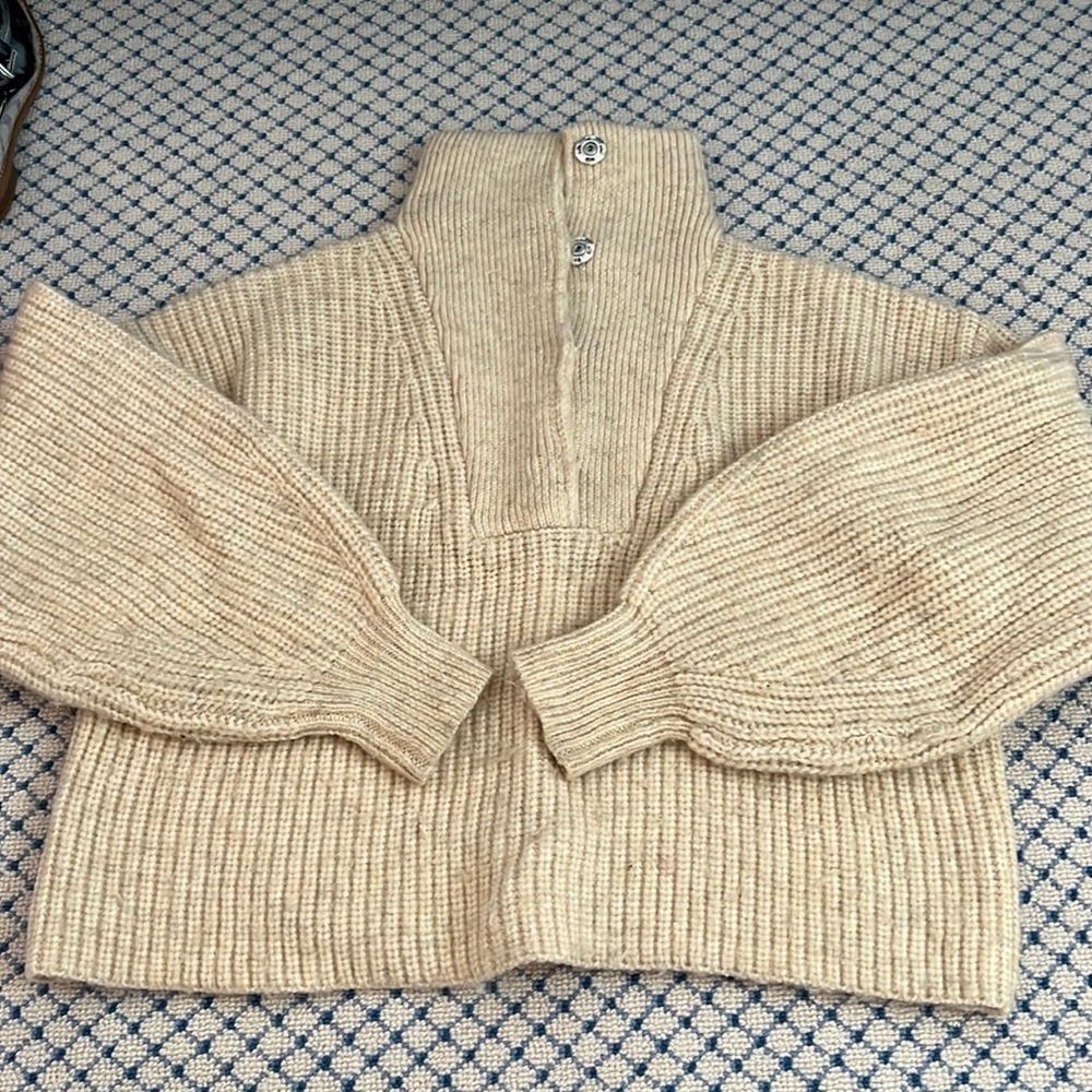 Topshop cream ribbed sweater, cropped